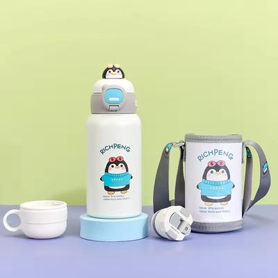 304 roestvrij staal kinderafdichtingsbeker Grote capaciteit Cartoon Water Battle Draagbare buitenbekerpot met stro