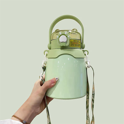 Outdoor-stijl Custom Double Wall Vacuum Flask Roestvrij staal waterfles met stro