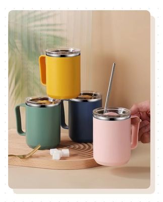 450 ml roestvrij staal dubbele wand vacuüm geïsoleerde thermische reis tumbler met aangepaste handvat