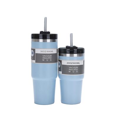 Voorbeeld 20oz 30oz auto beker met stro 304 roestvrij staal tumbler dubbele wand vacuüm geïsoleerde mok reis tumbler