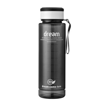 1L thermisch geïsoleerde PET-plastic waterfles met tijdmarker voor fitnesssport en camping