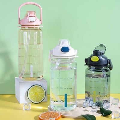 297g Sport plastic herbruikbaar motivatie half gallon vergrendelde pot Tritan waterfles
