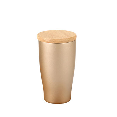 Vacuümgeïsoleerde koffiekop van roestvrij staal 350 ml BPA-vrij dubbele wand mok met bamboe deksel