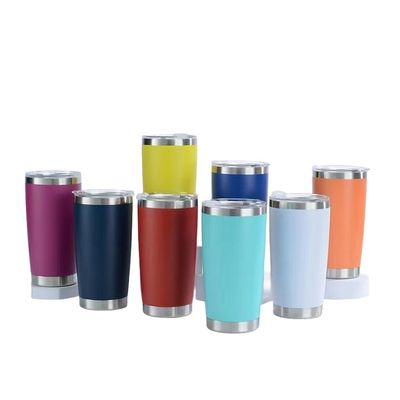 Poeder beklede tumbler 20oz roestvrij staal dubbele wand custom reis koffiebeker met deksel