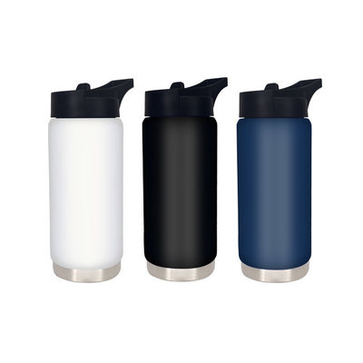 Straight Cup 550 ml geïsoleerde fles met grote mond met deksel waterfles voor iedereen