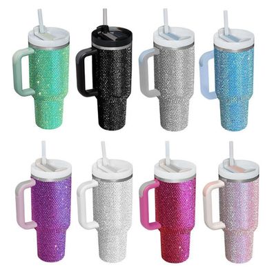 40oz Rhinestone Studded Tumbler Cup met Handvat en Straw Double Walled Construction