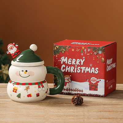 Duurzame keramische schattige sneeuwman kerstman koffie kerstbeker in cadeaubon voor festivals