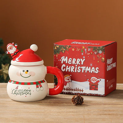 Duurzame keramische schattige sneeuwman kerstman koffie kerstbeker in cadeaubon voor festivals