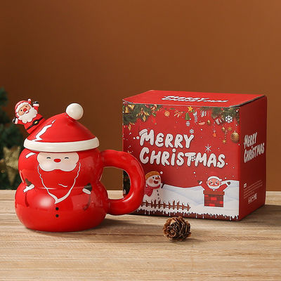 Duurzame keramische schattige sneeuwman kerstman koffie kerstbeker in cadeaubon voor festivals