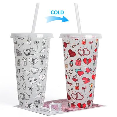 MUGS 24OZ BPA-vrije plastic frisdrank met kleurenveranderende bekers deksels en stro