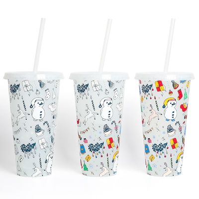 MUGS 24OZ BPA-vrije plastic frisdrank met kleurenveranderende bekers deksels en stro
