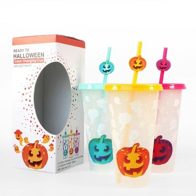 MUGS 24OZ BPA-vrije plastic frisdrank met kleurenveranderende bekers deksels en stro