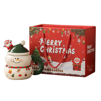 Feestelijke sneeuwman kerstman koffiebeker handgreep keramische Mike mok met festivals cadeau doos