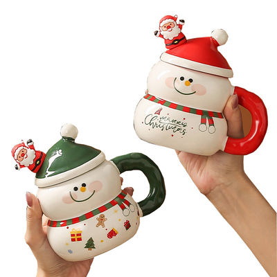 Feestelijke sneeuwman kerstman koffiebeker handgreep keramische Mike mok met festivals cadeau doos