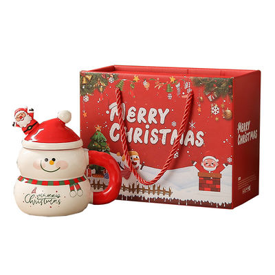 8.5x6.8cm sneeuwman kerstman design kerstcadeau doos melk koffiebeker mok met handgreep
