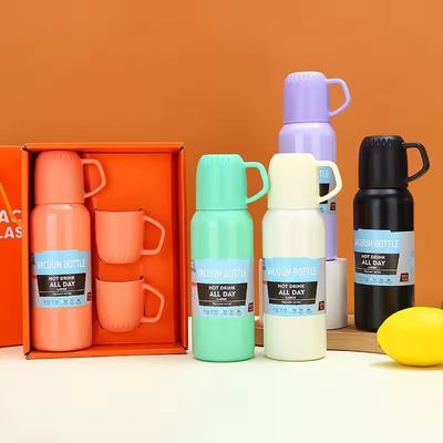 Draagbare drie-lid roestvrij staal vacuümisolatie waterbeker cadeau set voor reizigers
