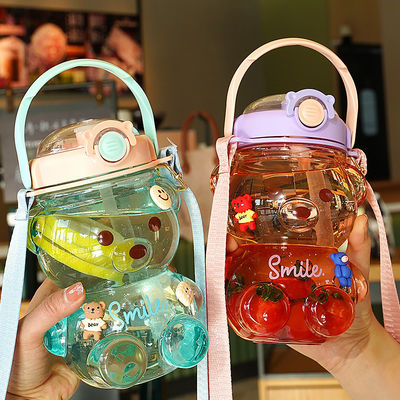Nieuwste grote capaciteit ketel waterfles met stro voor studenten in zomer schattig stijl