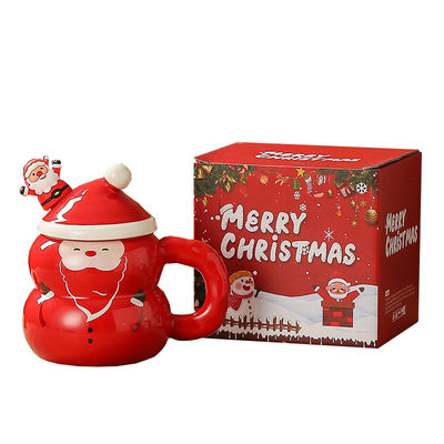 Gepersonaliseerd logo Acceptabel sneeuwman kerstman design meisje kerstcadeau doos melk koffiebeker mok met lepel 400ml