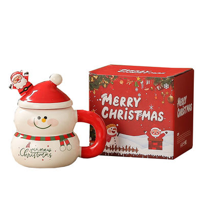Cartoon sneeuwman kerstman kerstboom keramische mok waterbeker voor kerstcadeau doos