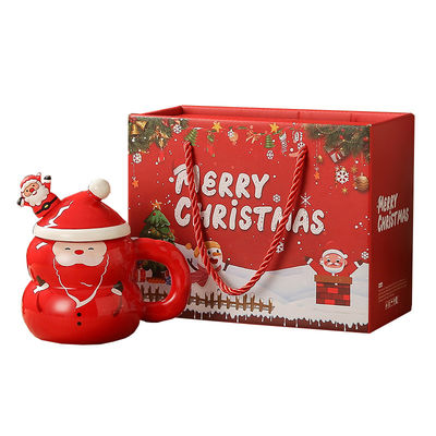 Cartoon sneeuwman kerstman kerstboom keramische mok waterbeker voor kerstcadeau doos
