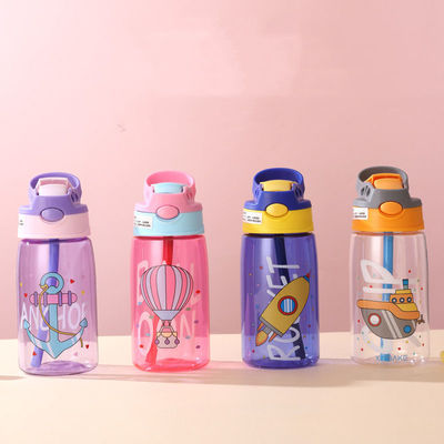 480ml Kinderen Lief Draagbare lekvrije rechtdrinkende plastic waterfles met stro