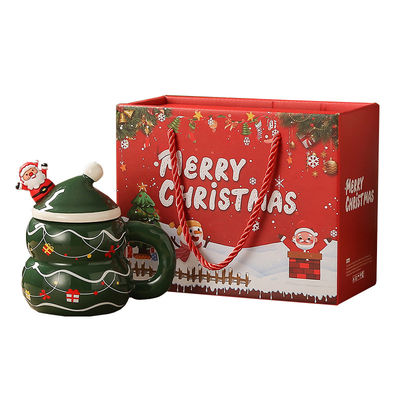 8.5x6.8cm Keramisch kerstdesign melk koffiebeker mok met cadeau doos sneeuwman kerstman