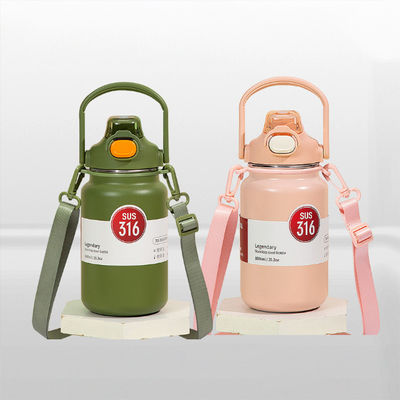 304 316 Roestvrij staal waterfles voor kinderen Roze logo 418 g Geïsoleerde stro vacuümfles