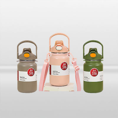 304 316 Roestvrij staal waterfles voor kinderen Roze logo 418 g Geïsoleerde stro vacuümfles