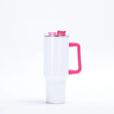 Handgreep 40oz Tumbler met stro deksel en handvat Roestvrij staal herbruikbare Tumbler voor kleurrijke auto bekers
