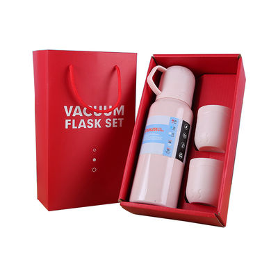Vacuümgeïsoleerde waterfles van roestvrij staal met 2 bekers 550 ml zakelijk cadeautje