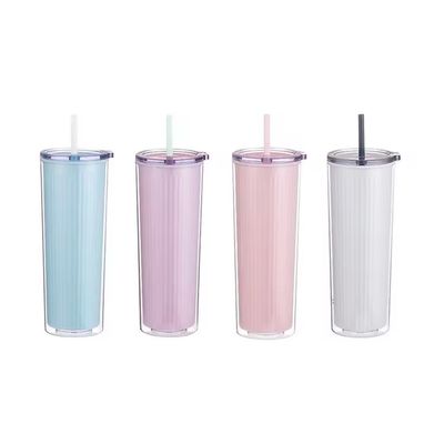 24oz milieuvriendelijke kleurrijke plastic acryl waterflessen Dubbele wand tumbler kopjes