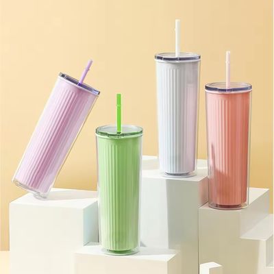 24oz milieuvriendelijke kleurrijke plastic acryl waterflessen Dubbele wand tumbler kopjes