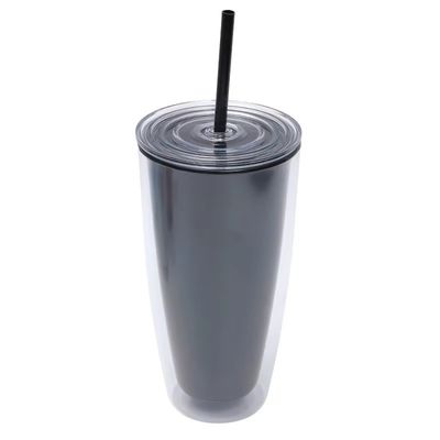 Direct drinken Dubbelwand 750 ml waterfles met deksel en stro koffie tumbler kopjes