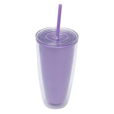 Toer Geschikt voor volwassenen 24oz BPA-vrij dubbele wand plastic tumbler met stro en deksel