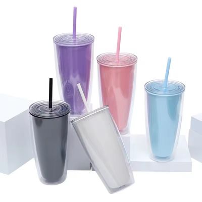 Big Belly Cup 24oz Double Wall Plastic Waterfles met stro en aangepaste kleur