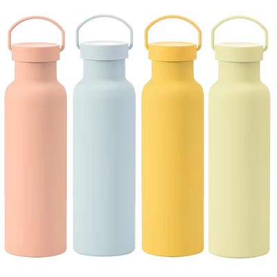 Eenmalige solide kleur sport geïsoleerde beker met handvat roestvrijstalen vacuümfles