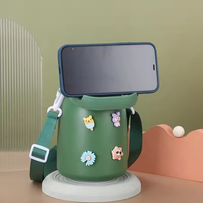 Cartoon Design 800ml Big Belly Cup Geïsoleerd Kind Lief Vacuüm Flasjes Thermos Met Stro