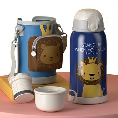 Duurzame 550 ml geïsoleerde 304 roestvrijstalen waterfles met stroofdeksel voor kinderen