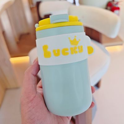 420 ml draagbare, creatieve, schattige, rechte drank 304 roestvrijstalen fles met deksel