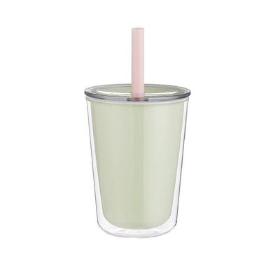 Gepersonaliseerd logo Acceptabel dubbele wand Plastic waterfles met stro en pc materiaal