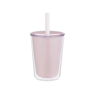 Plastic waterfles met een grote capaciteit met dubbele wand en stro, geschikt voor kokend water