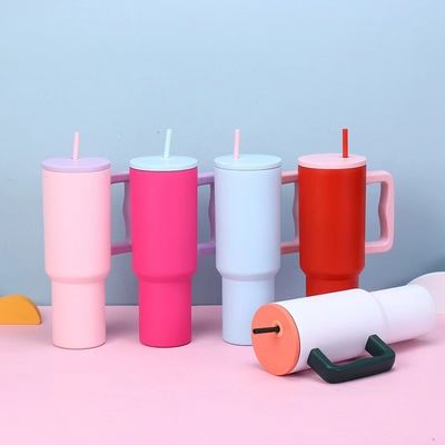 Herbruikbare roestvrijstalen tumblers 40oz tumbler met handvat en stro deksel kleur auto kopjes