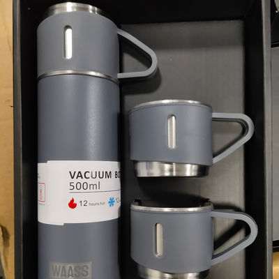 500 ml roestvrijstalen thermosfles waterfles met 3 LIDS voor buitenreizen cadeausset