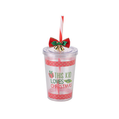 Dubbele laag plastic stro-drinkbeker met een schattige stijl en een capaciteit van 10 oz.