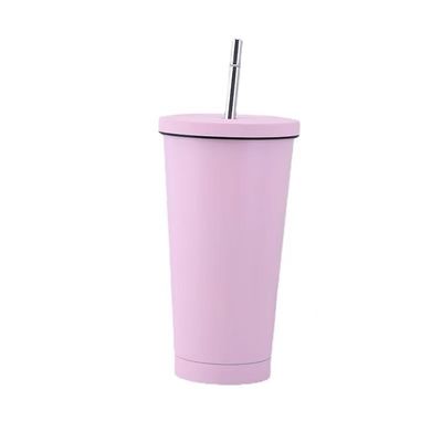 Custom Kleur 500 ml 750 ml Dubbelwand roestvrij staal vacuümbeker met stro geïsoleerde koffie tumbler
