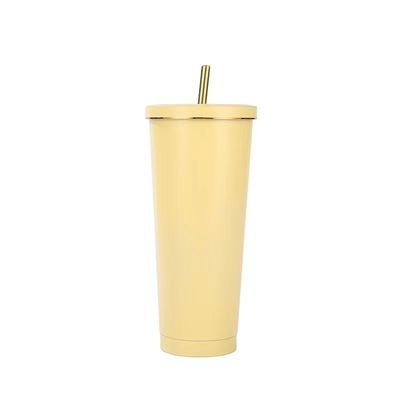 Custom Kleur 500 ml 750 ml Dubbelwand roestvrij staal vacuümbeker met stro geïsoleerde koffie tumbler