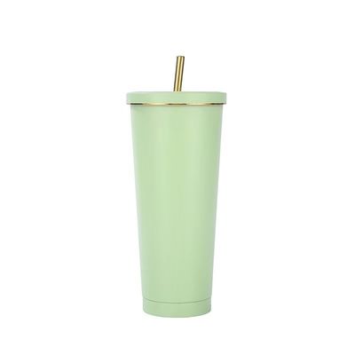 Custom Kleur 500 ml 750 ml Dubbelwand roestvrij staal vacuümbeker met stro geïsoleerde koffie tumbler