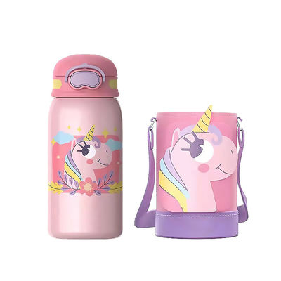 Blauw Kinderen Roestvrij staal Vacuum Dubbele Wand Breed Mond Sport Geïsoleerde Waterfles