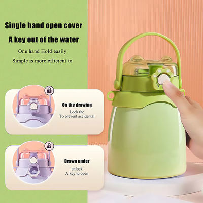 Outdoor-stijl Custom Double Wall Vacuum Flask Roestvrij staal waterfles met stro