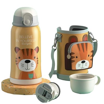 Gepersonaliseerd logo roestvrij staal kinderbeker Cartoon thermosfles voor buiten